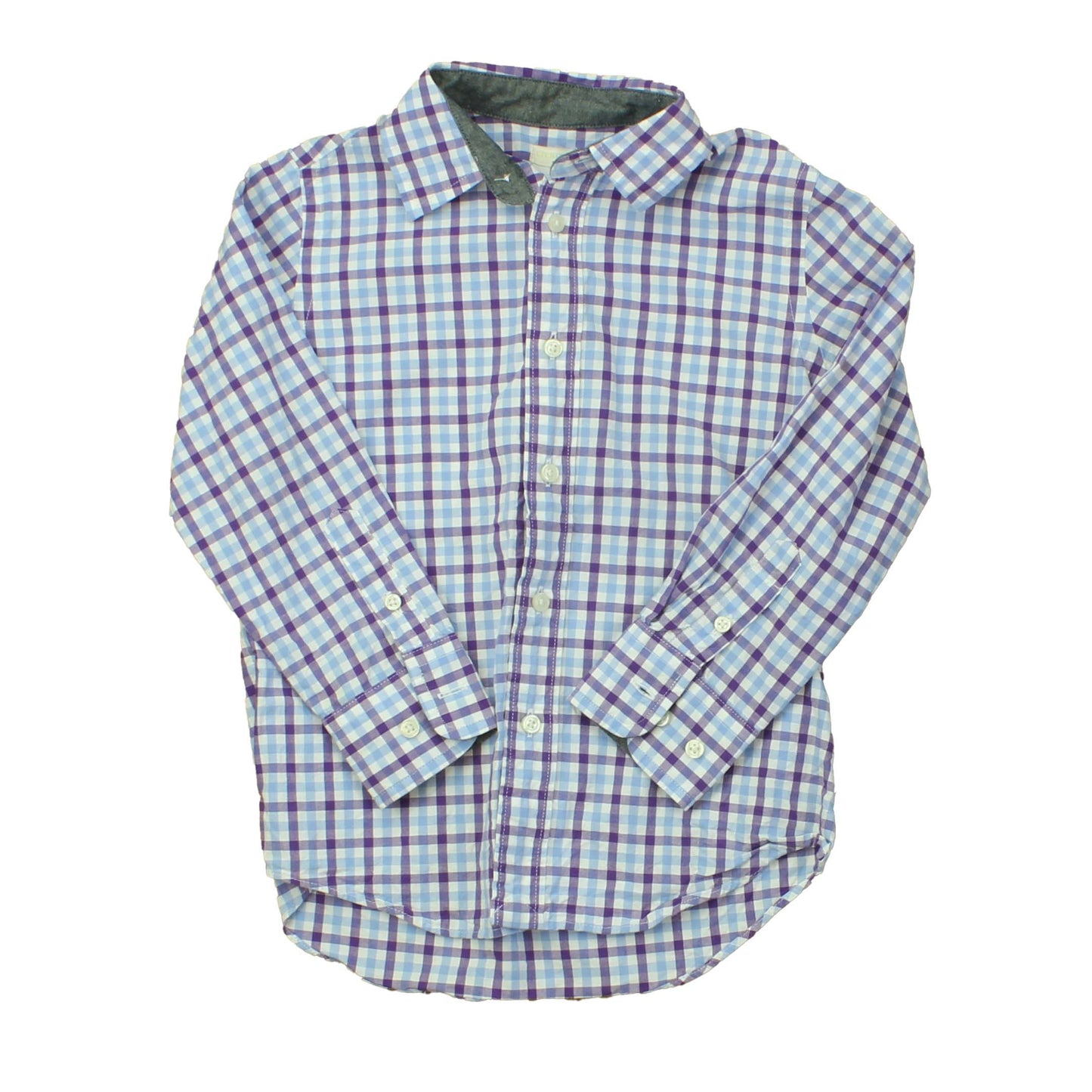 Crewcuts Boys White | Blue | Purple | Checks Button Down Long Sleeve Size: 4-5T White | Blue | Purple | Checks