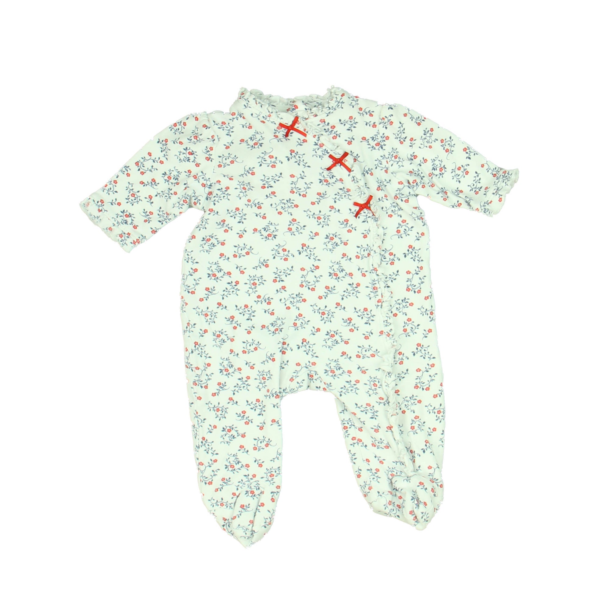 Little Me Girls White | Blue | Red Long Sleeve Outfit Size: 3 Months White | Blue | Red