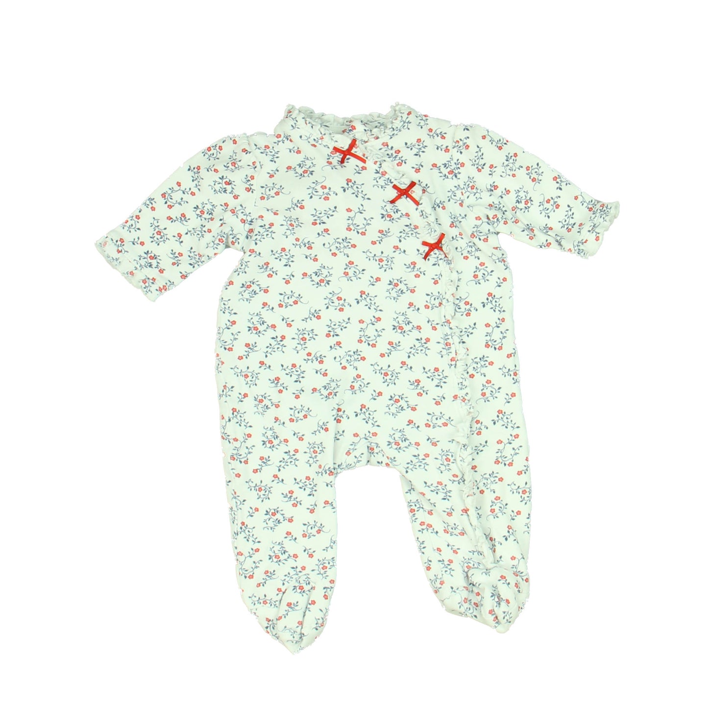 Little Me Girls White | Blue | Red Long Sleeve Outfit Size: 3 Months White | Blue | Red