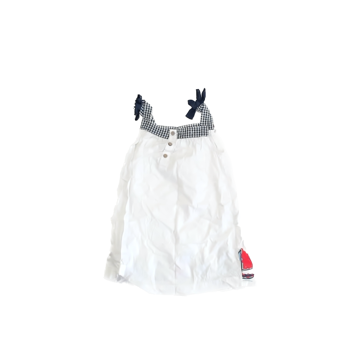 Mudpie Girls White | Blue Sailboats Dress Size: 5T White | Blue Sailboats