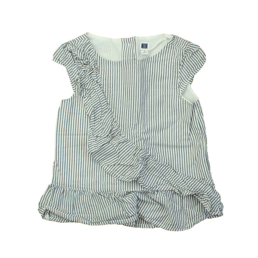 Janie and Jack Girls White | Blue | Stripes Blouse Size: 4T White | Blue | Stripes