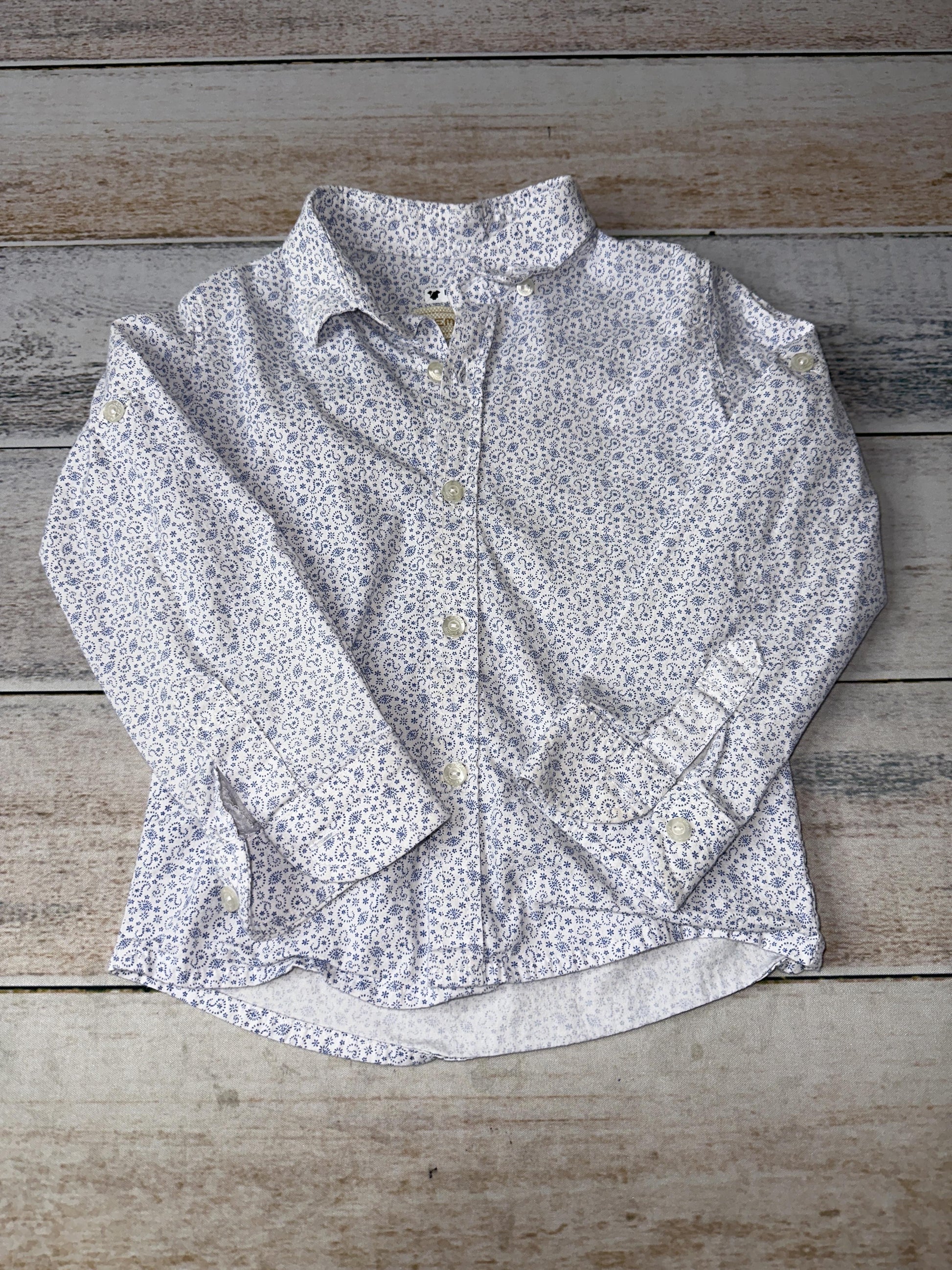 Lemon Boys White | Blue Button Down Short Sleeve Size: 3-4 Years White | Blue