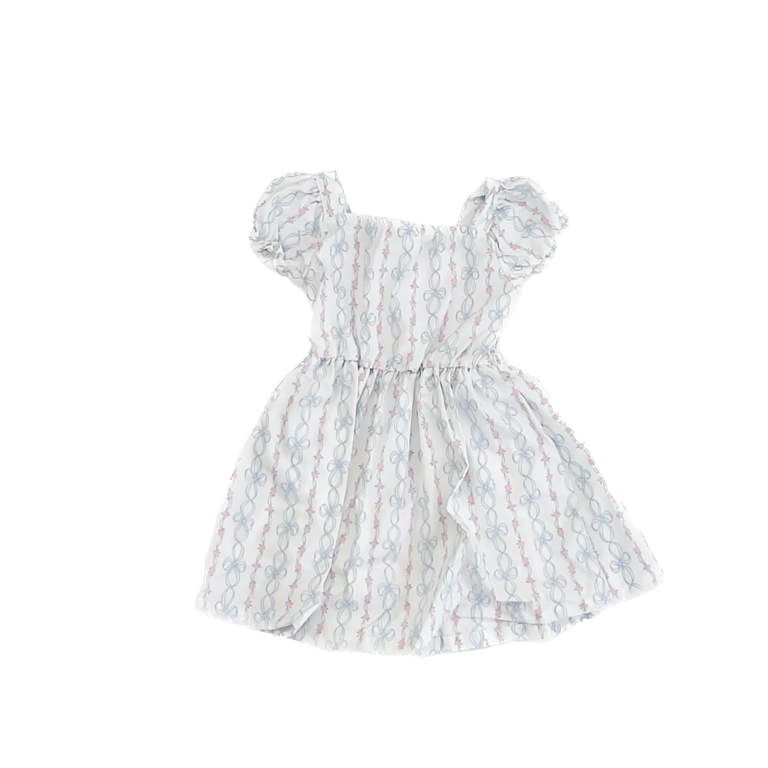 Little Lass Girls White | Blue Dress Size: 4T White | Blue
