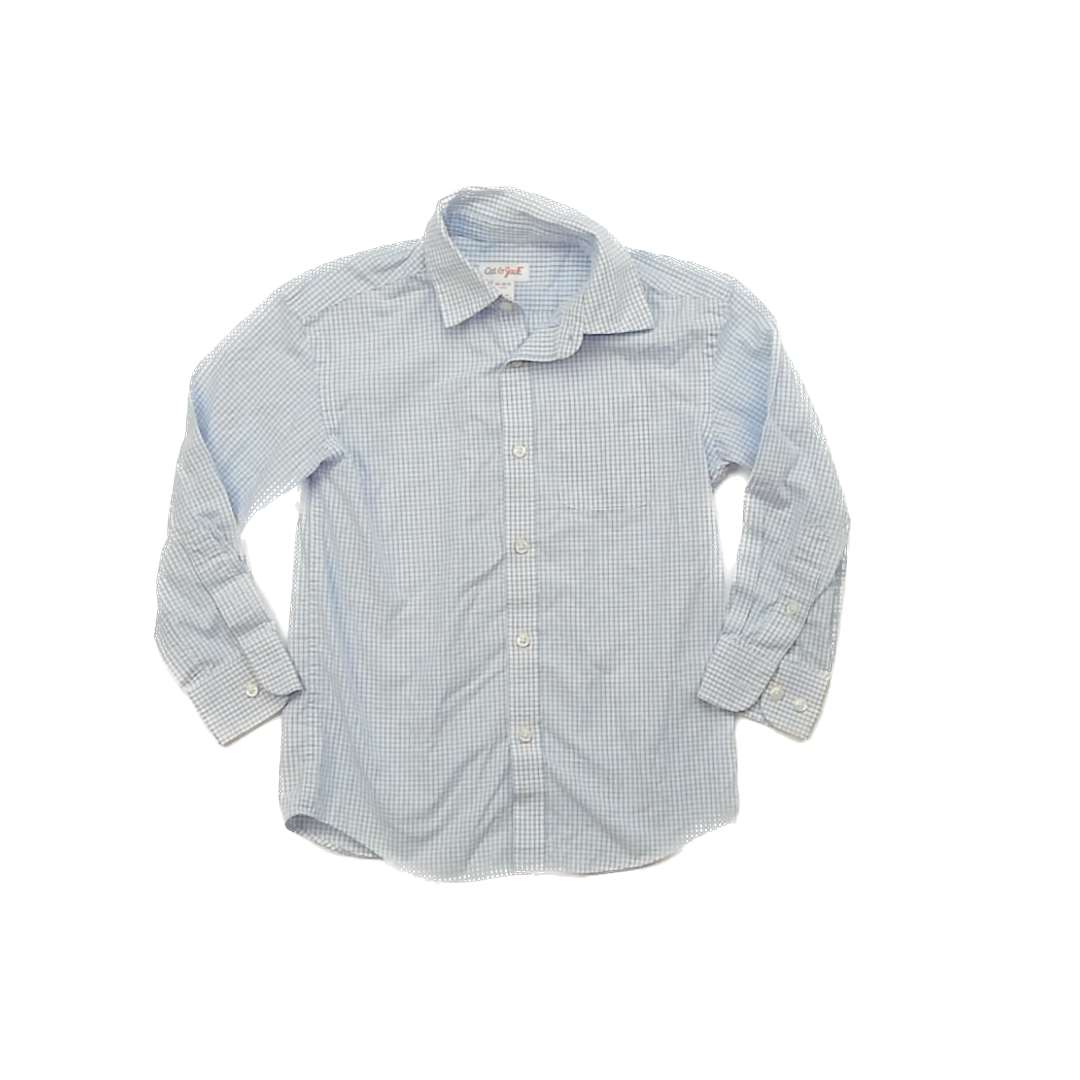 Cat & Jack Boys White | Blue Button Down Long Sleeve Size: 4-5T White | Blue