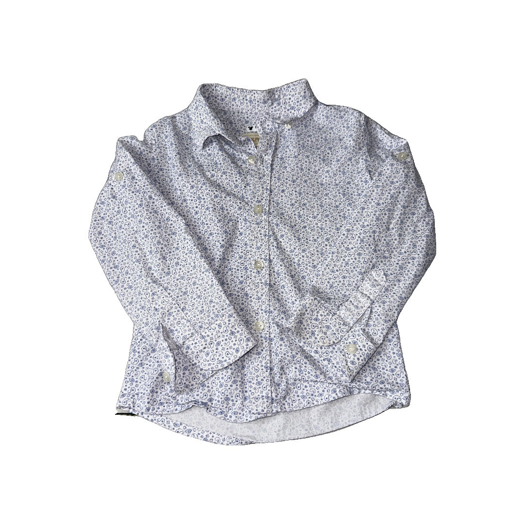 Lemon Boys White | Blue Button Down Short Sleeve Size: 3-4 Years White | Blue