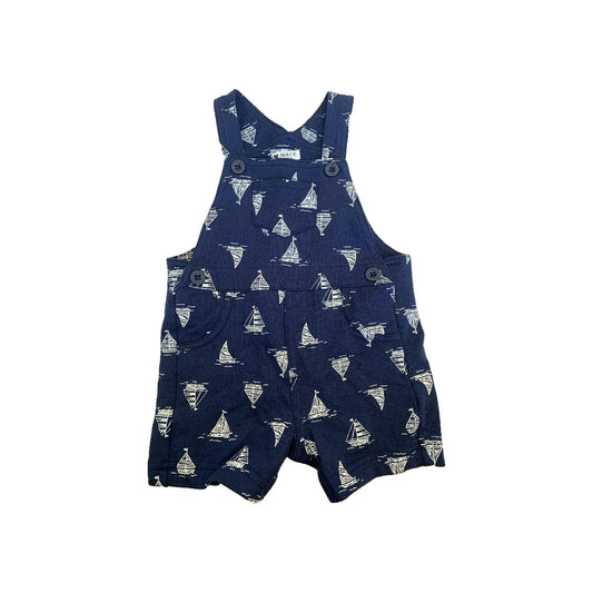 Little Me Boys White | Boats | Navy Blue Overalls Size: 9 months White | Boats | Navy Blue