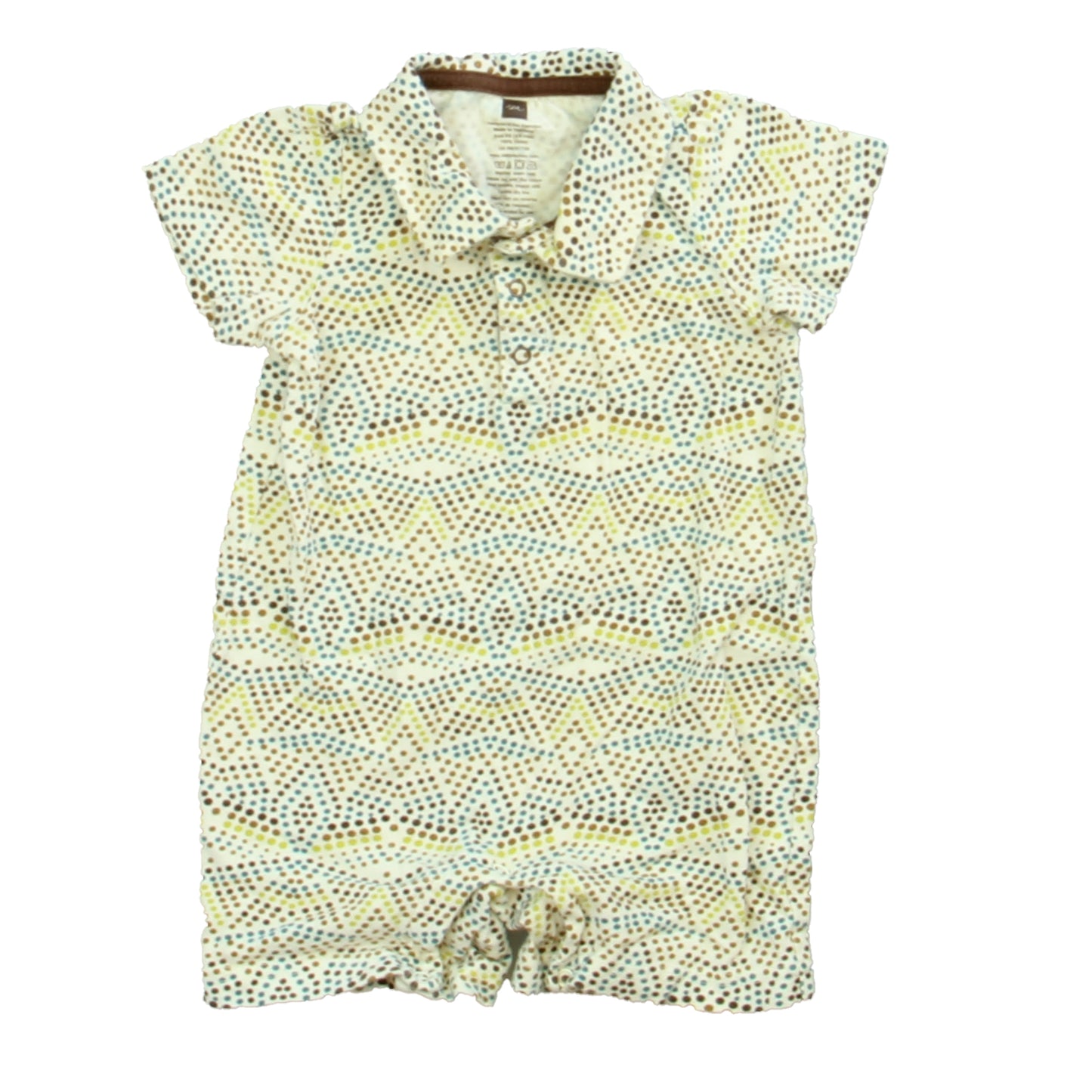 Tea Boys White | Brown | Blue Romper Size: 3-6 Months White | Brown | Blue