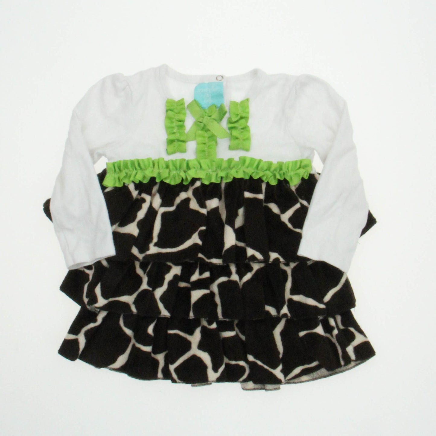 Mudpie Girls White | Brown | Green Dress Size: 2T White | Brown | Green