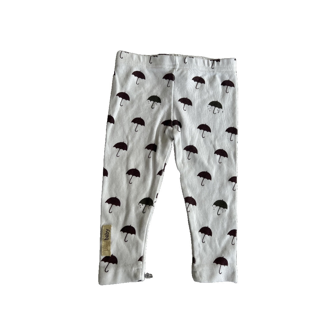 Loved Baby Unisex White | Brown | Pattern Pants Size: 6-9 months White | Brown | Pattern