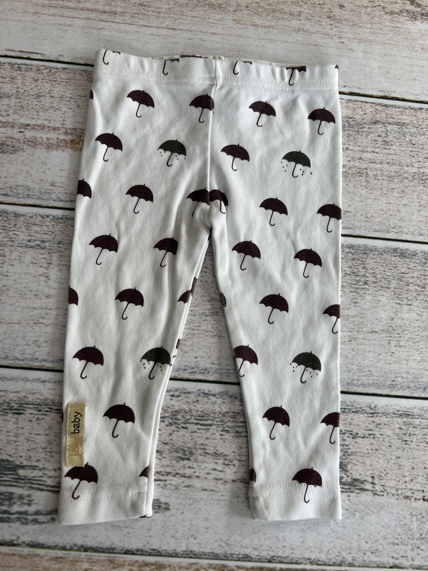 Loved Baby Unisex White | Brown | Pattern Pants Size: 6-9 months White | Brown | Pattern