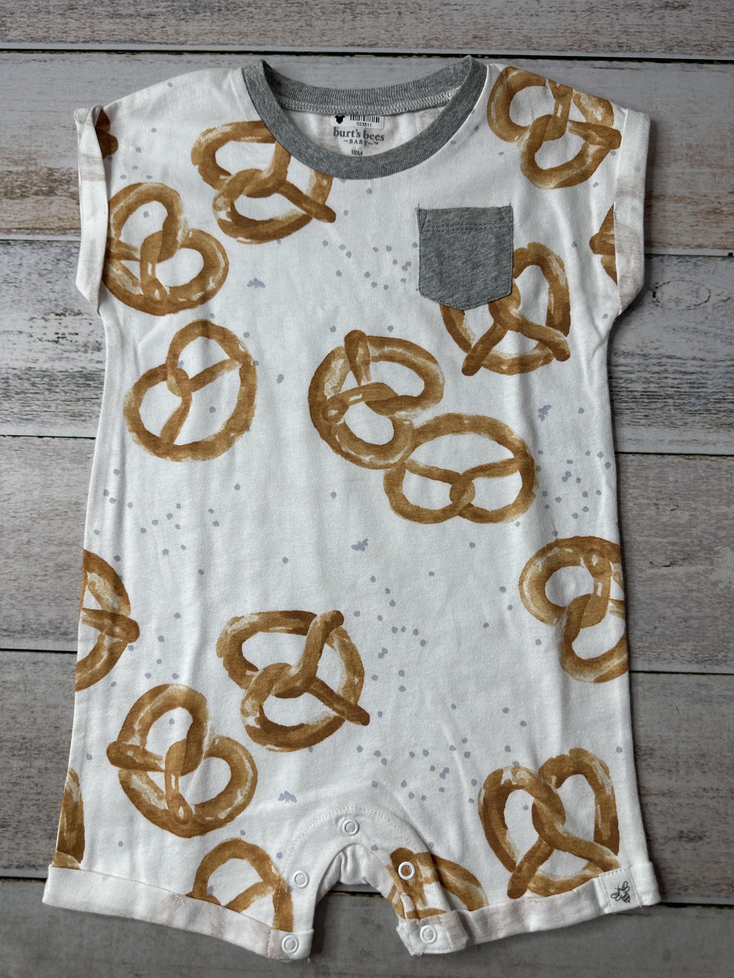 Burt's Bees Unisex White | Brown Romper Size: 18 months White | Brown