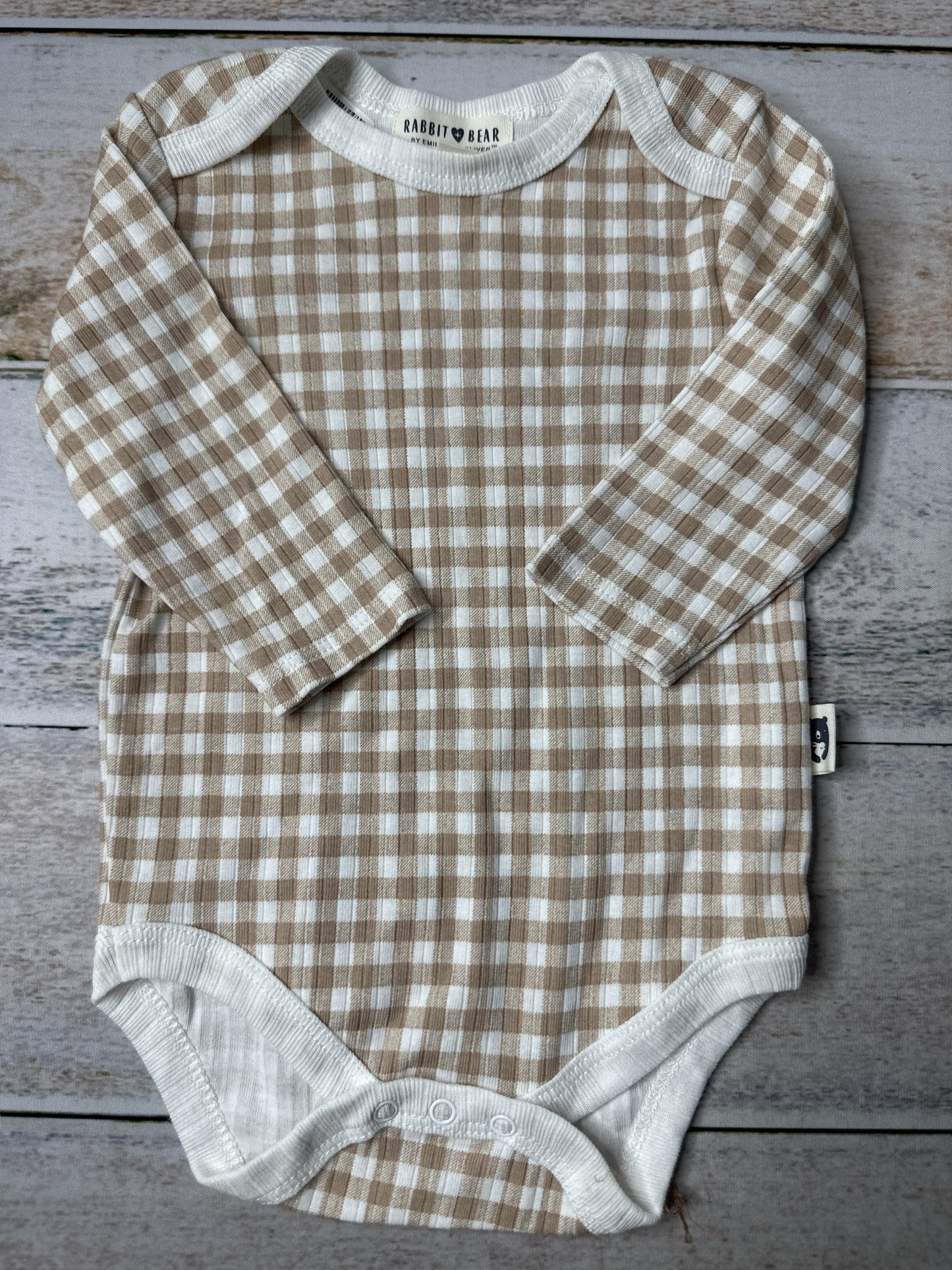 Rabbit Bear Unisex White | Brown Onesie Size: 3-6 months White | Brown
