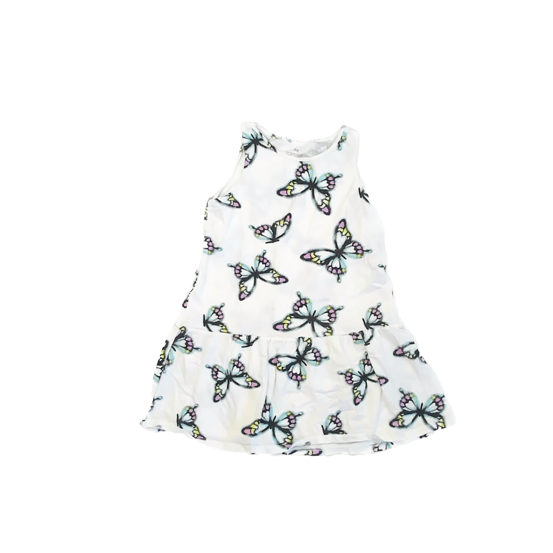 H&M Girls White | Butterflies Dress Size: 8-10 Years White | Butterflies