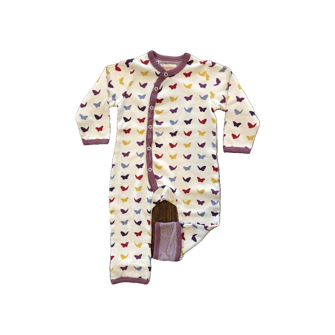 Penguin Unisex White | Butterfly | purple Pajamas Size: 12-18 months White | Butterfly | purple