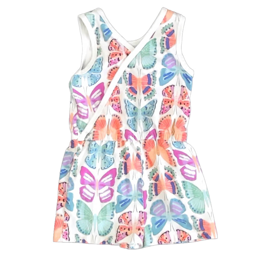 Tea Collection Girls White Butterfly Romper Size: 4T White Butterfly