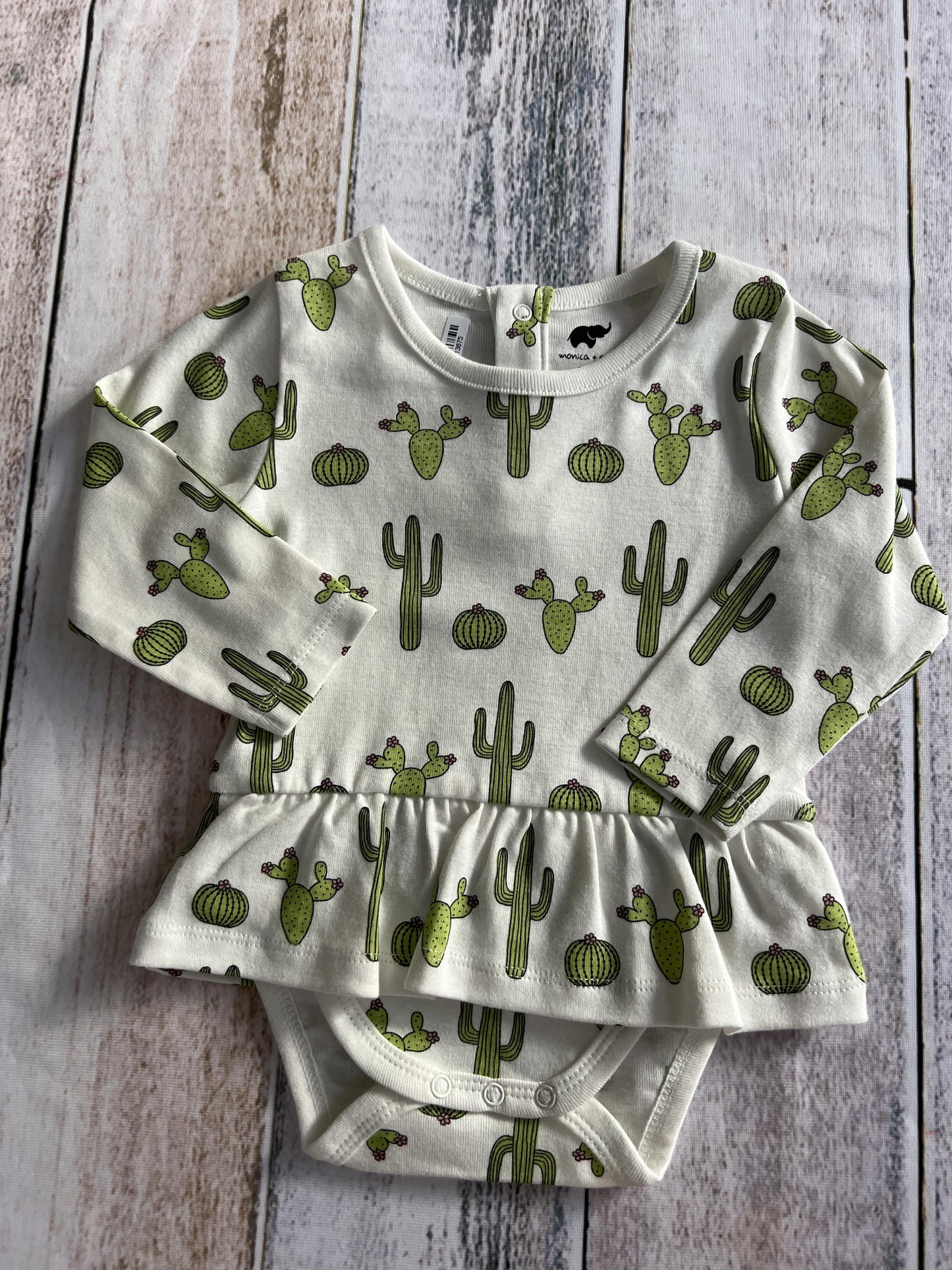 Monica + Andy Girls White | Cactus Onesie Size: 6-9 months White | Cactus