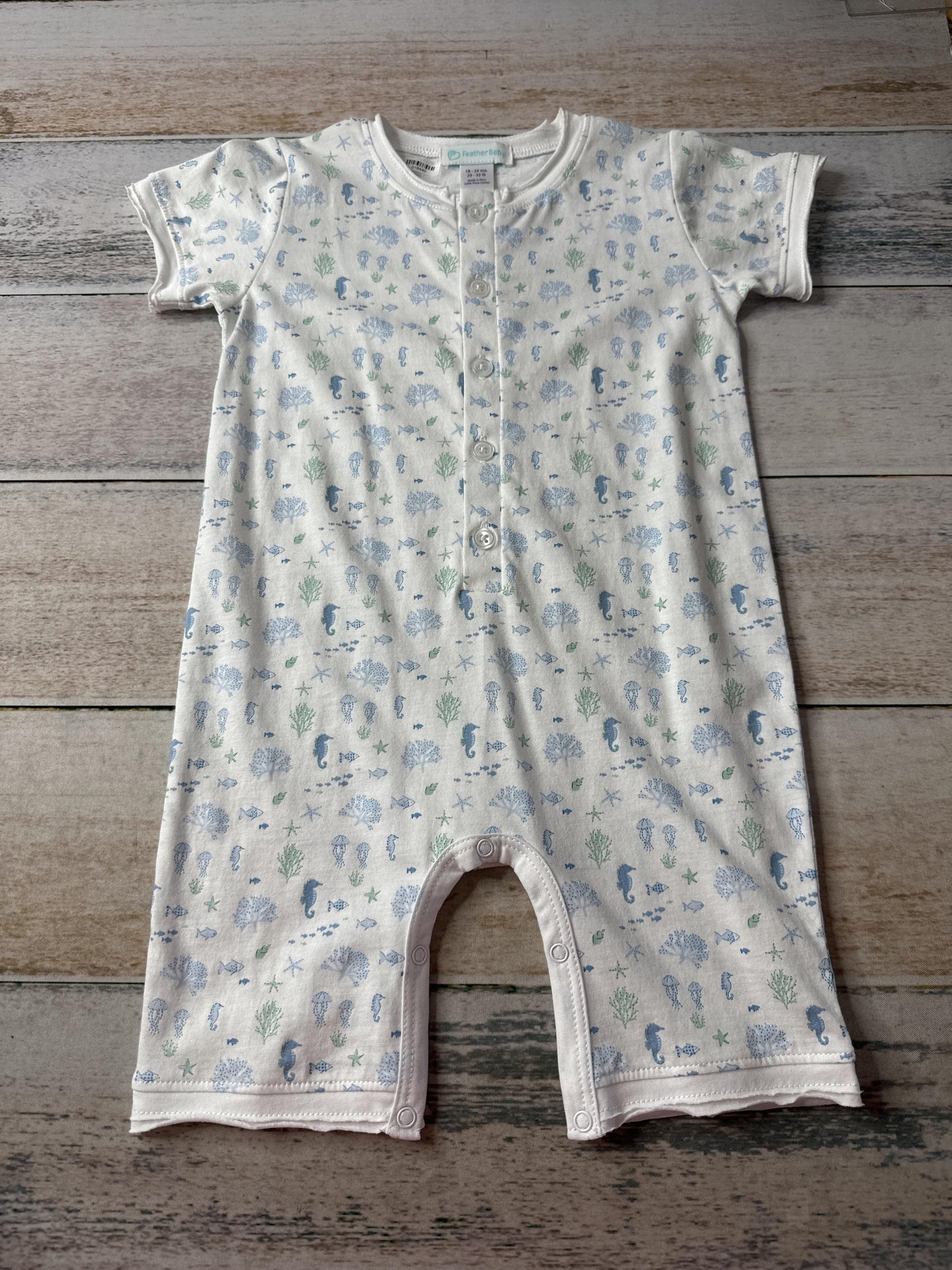 Feather Baby Boys White | fish Romper Size: 18-24 months White | fish