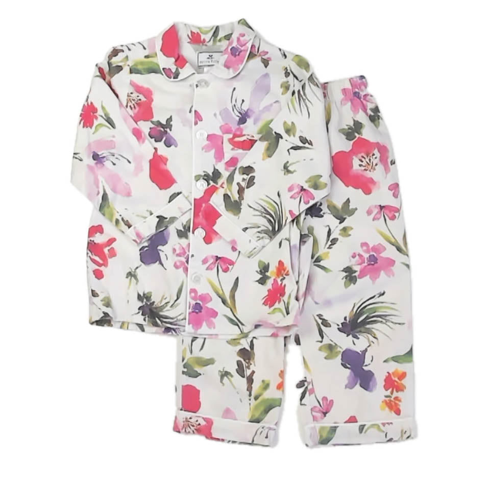 Petite Plume Girls White Floral 2-piece Pajamas Size: 3T White Floral