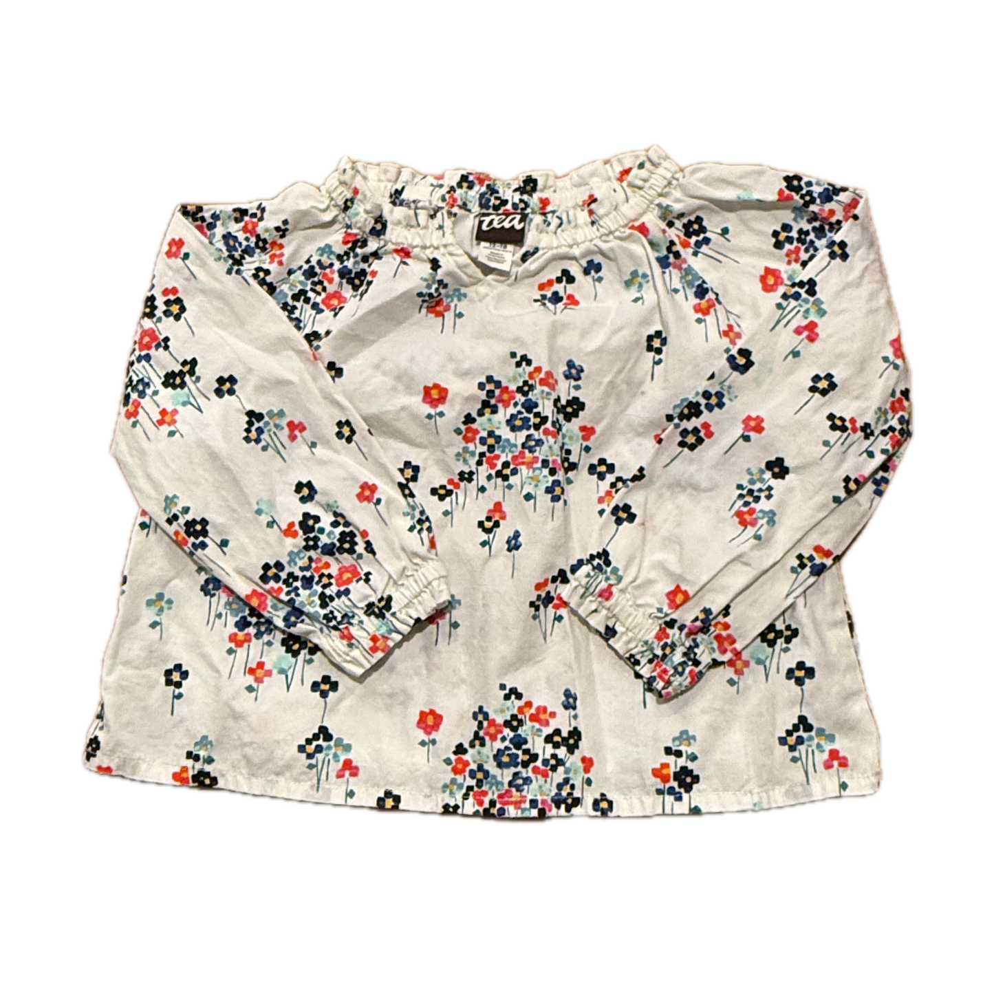 Tea Collection Girls White Floral Blouse Size: 12-18 Months White Floral