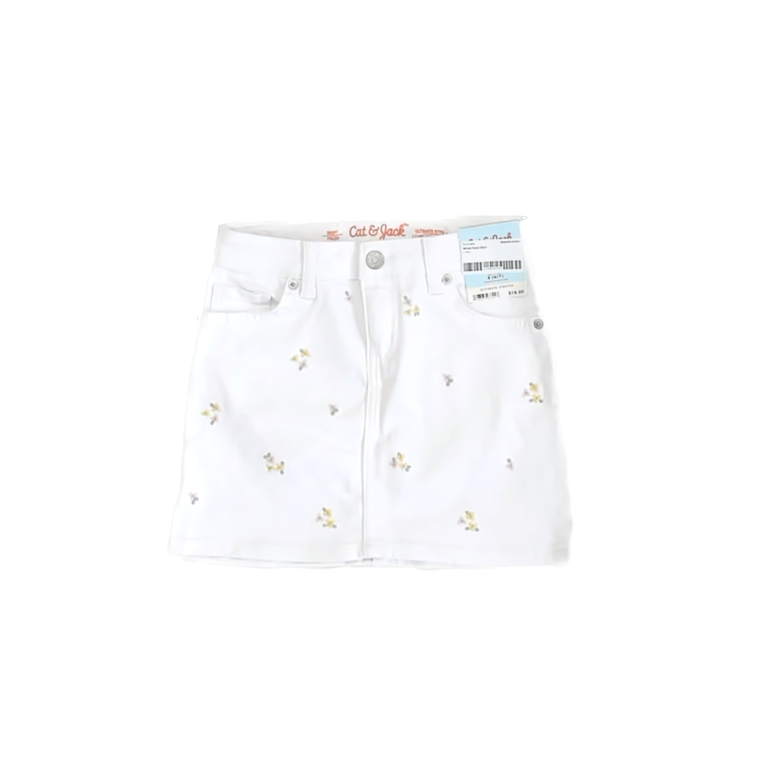 Cat & Jack Girls White Floral Skirt Size: S 6-7 Years White Floral