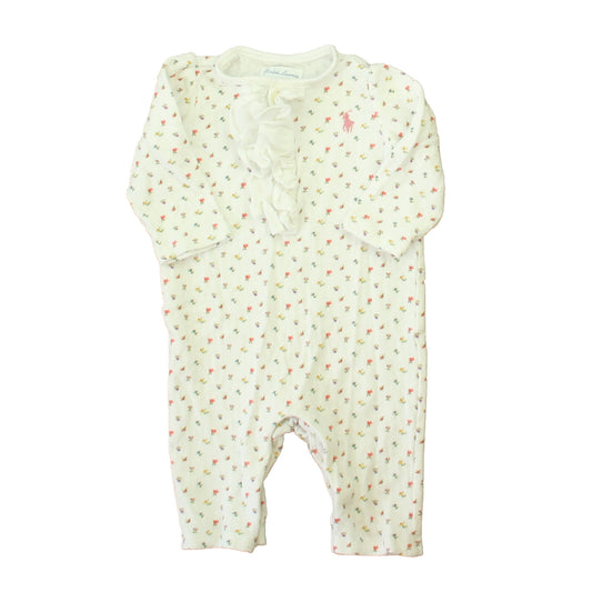 Ralph Lauren Girls White Floral Long Sleeve Outfit Size: 3 Months White Floral