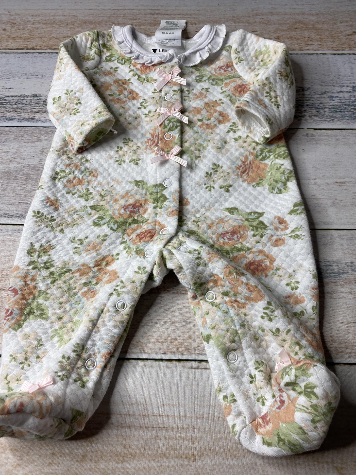 Laura Ashley Girls White | Flowers Pajamas Size: 0-3 months White | Flowers