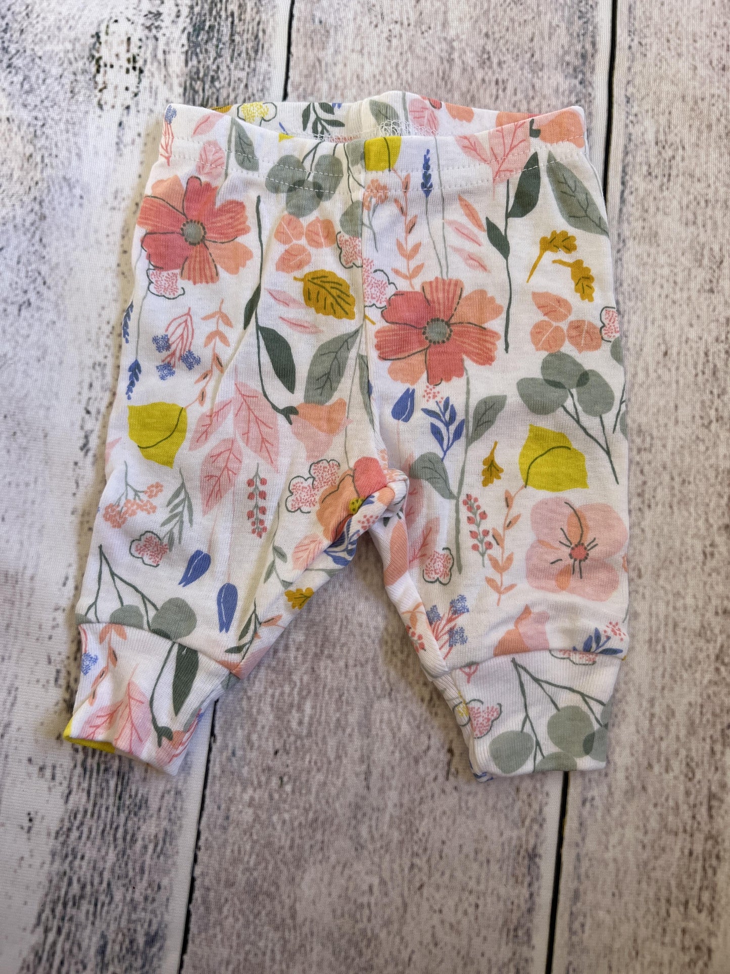 Cloud Island Girls White | Flowers Pants Size: Newborn White | Flowers