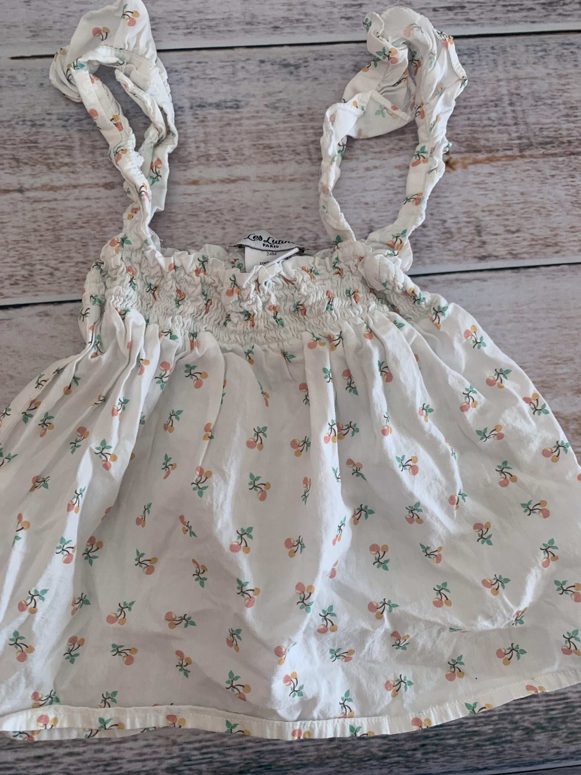 Les Lutins Girls White | Flowers Tank Top Size: 18-24 months White | Flowers