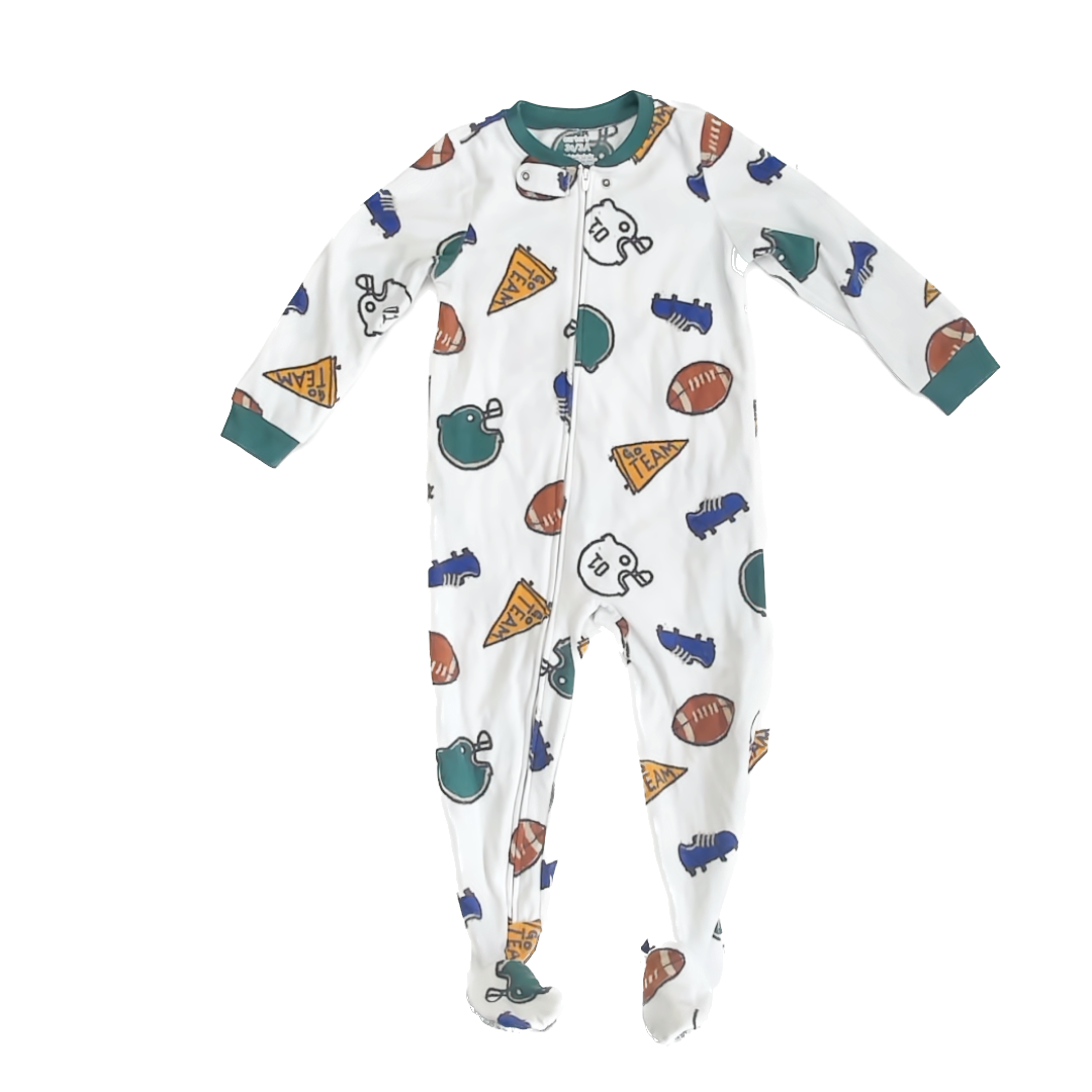Carter''s Boys White Football 1-piece footed Pajamas Size: 3T White Football
