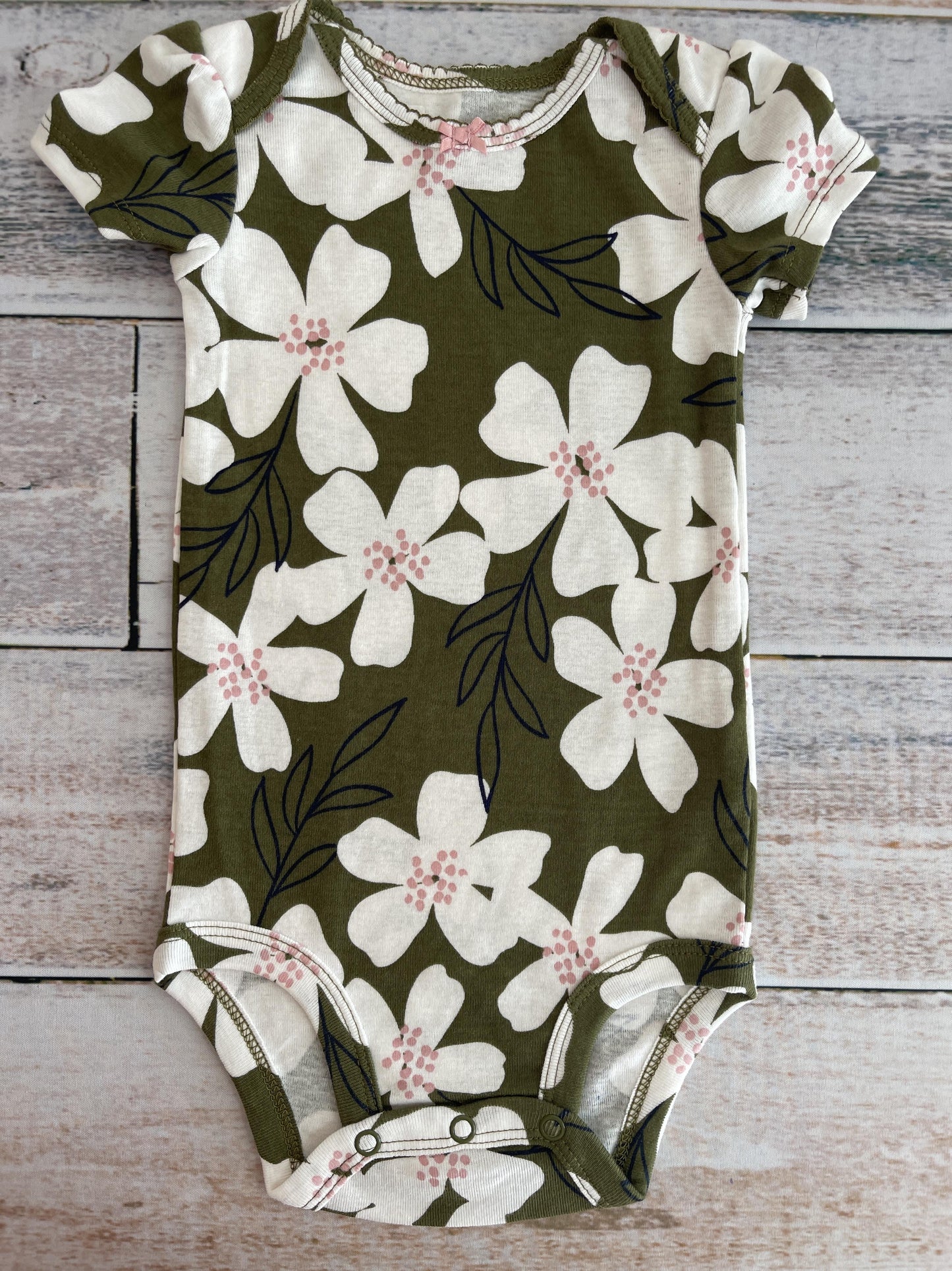 Carters Girls White | Forest Green Onesie Size: 12 months White | Forest Green