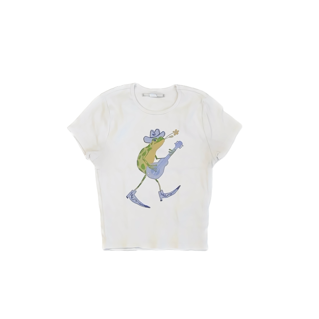 Kimchi Blue Girls White | Frog T-Shirt Size: M White | Frog