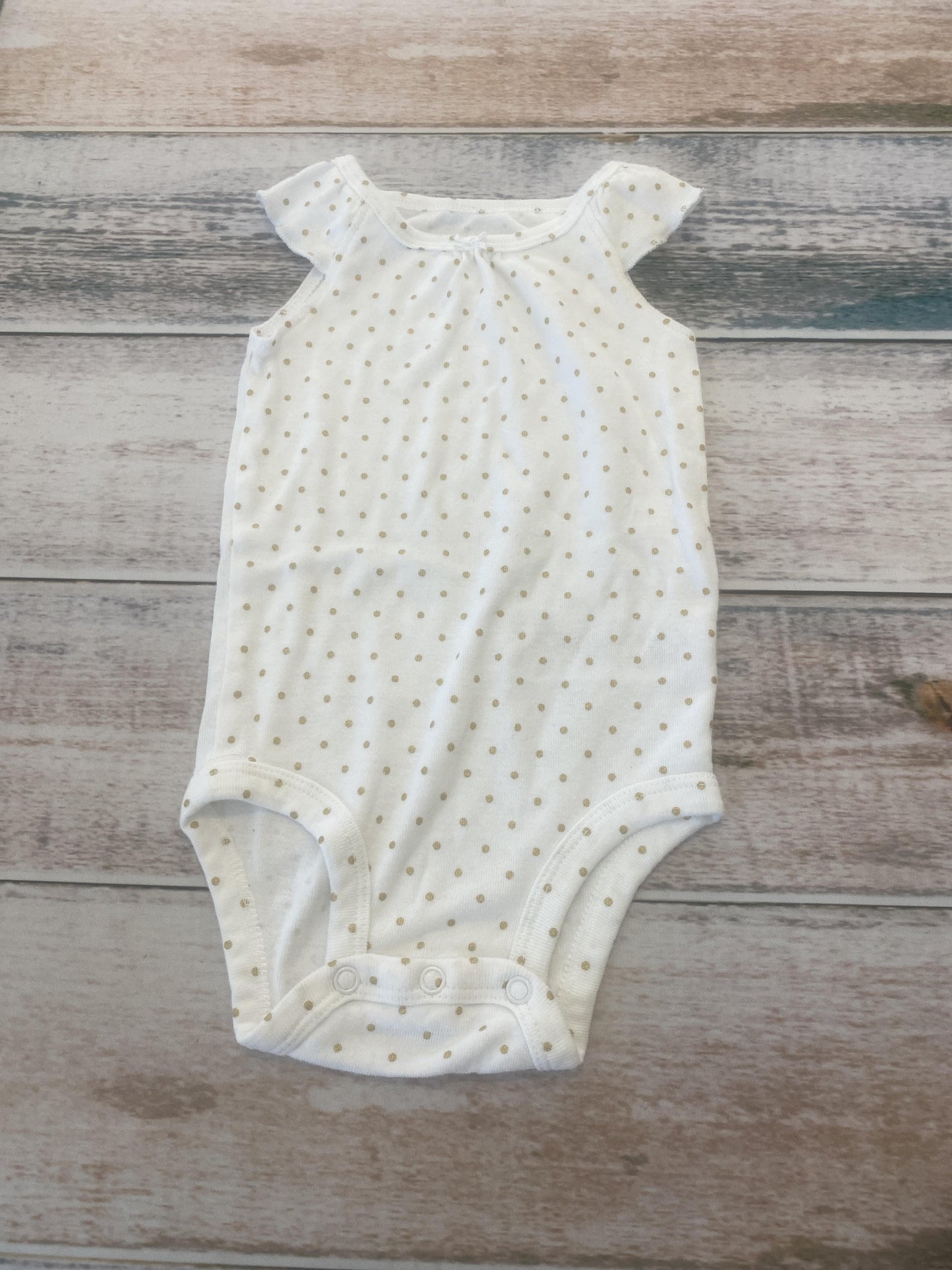 Carters Girls White | Gold | Dots Onesie Size: 6-9 months White | Gold | Dots