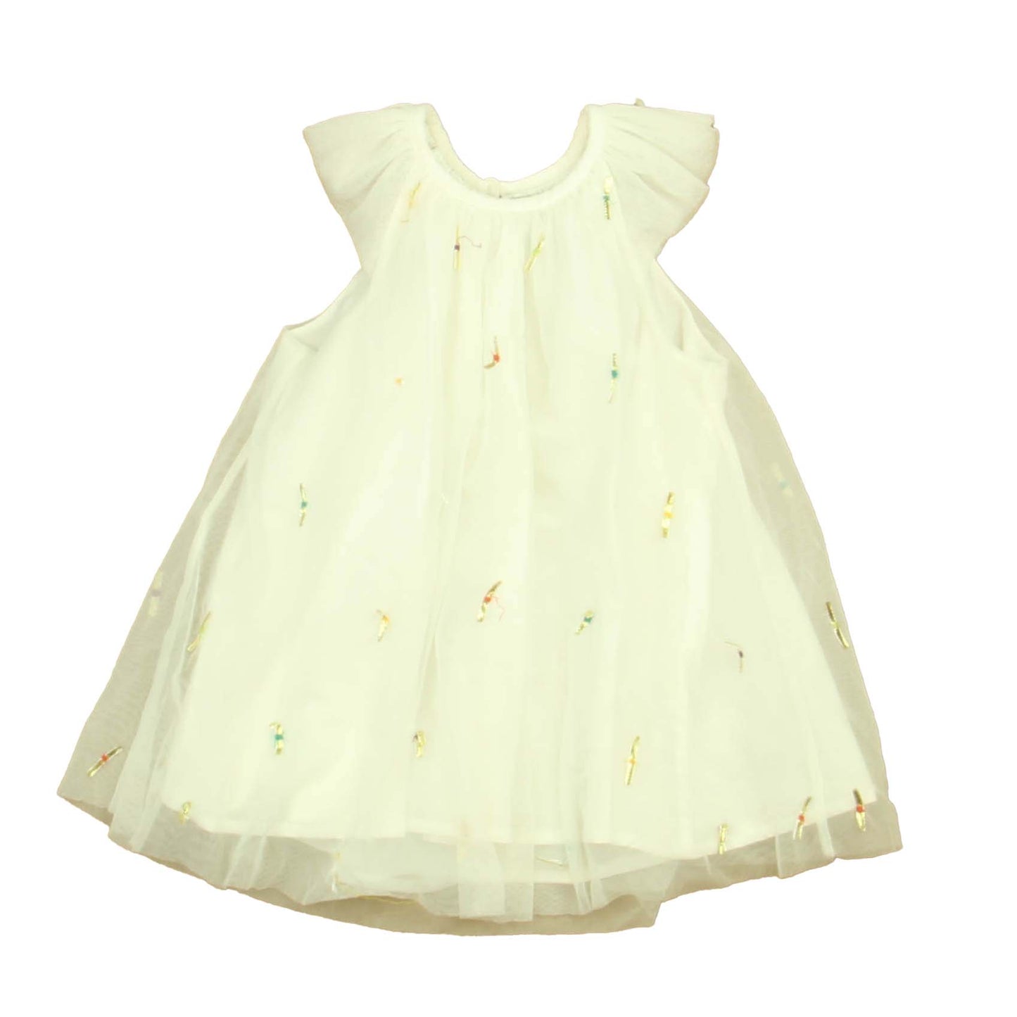 Velveteen Girls White | Gold Flecks Dress Size: 18 Months White | Gold Flecks