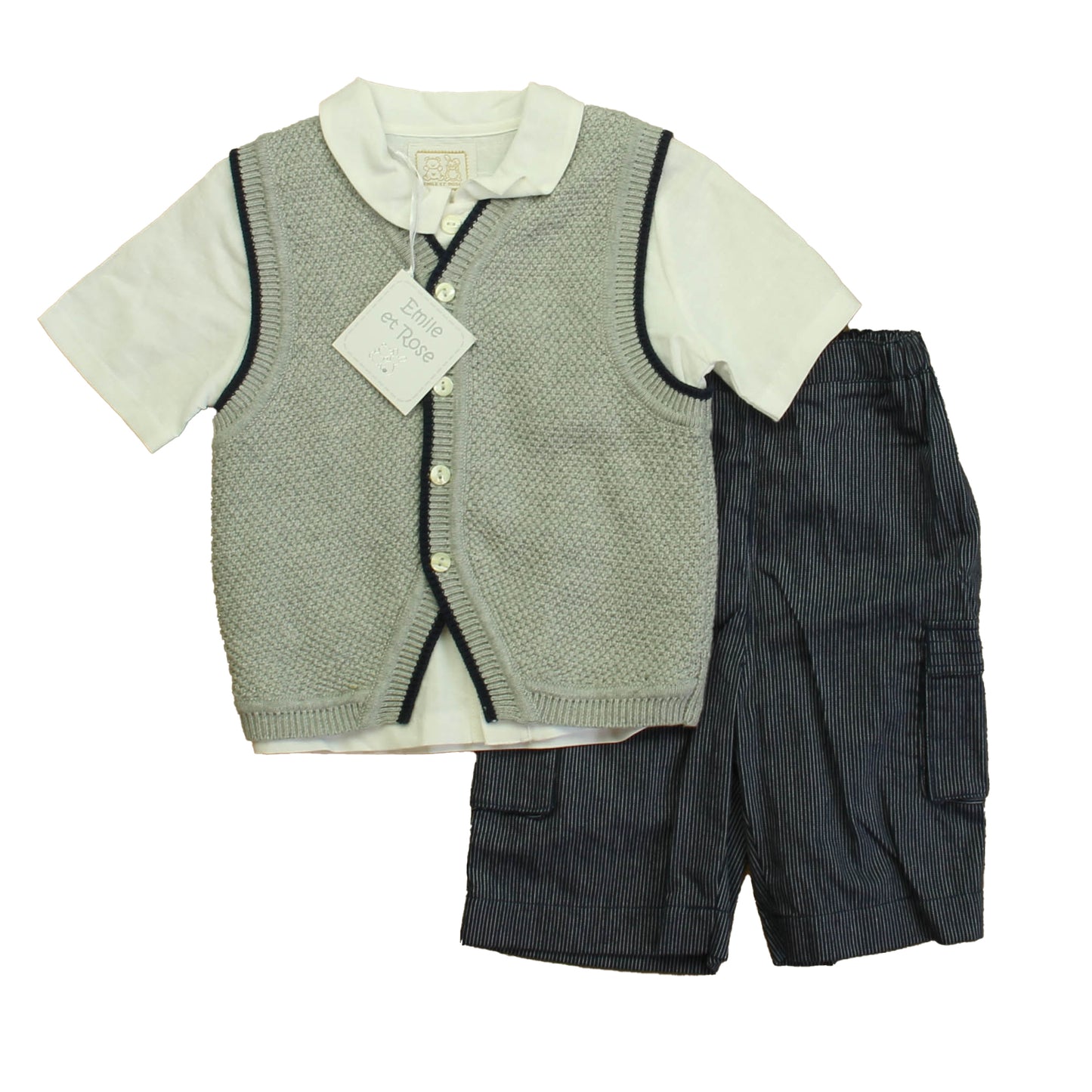 Emile Et Rose Boys White | Gray | Blue Apparel Sets Size: 18 Months White | Gray | Blue