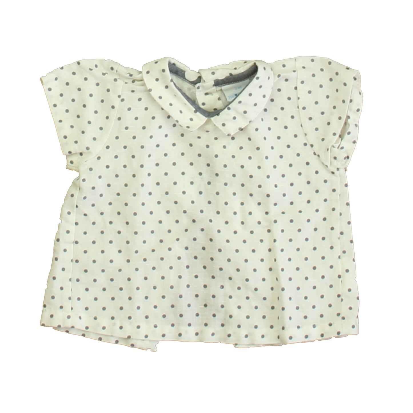 Paloma de la O Girls White | Gray Polka Dots Blouse Size: 3 Months White | Gray Polka Dots