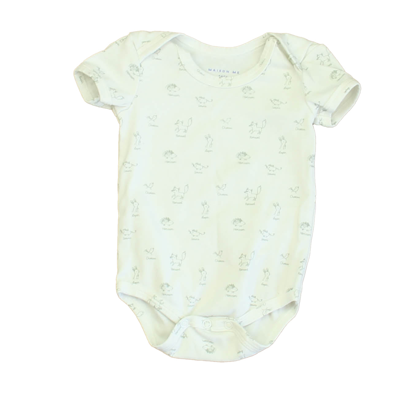 Maison Me Unisex White | Green Animals Onesie Size: 3-6 Months White | Green Animals