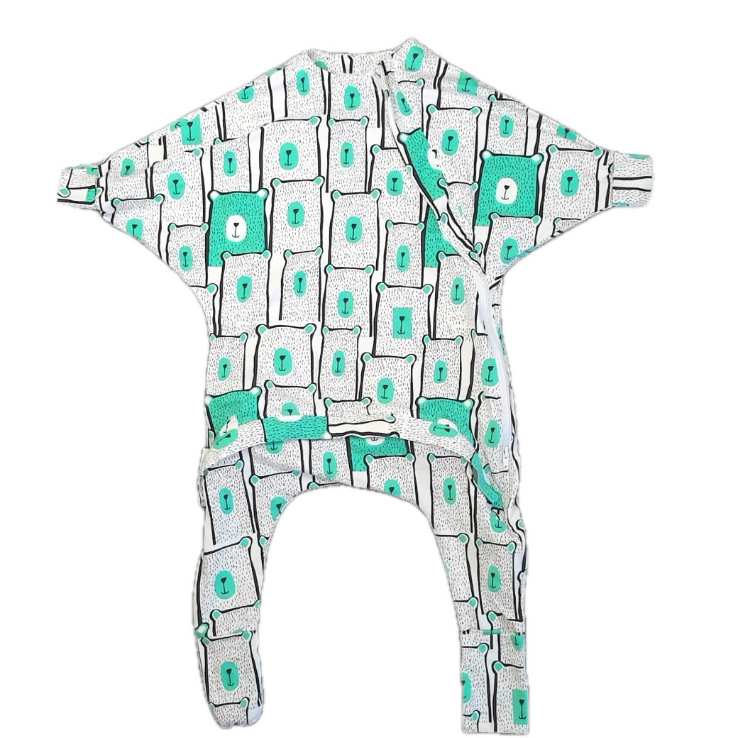Baby Loves Sleep Boys White | Green Bears 1-piece Non-footed Pajamas Size: 12-24 Months White | Green Bears