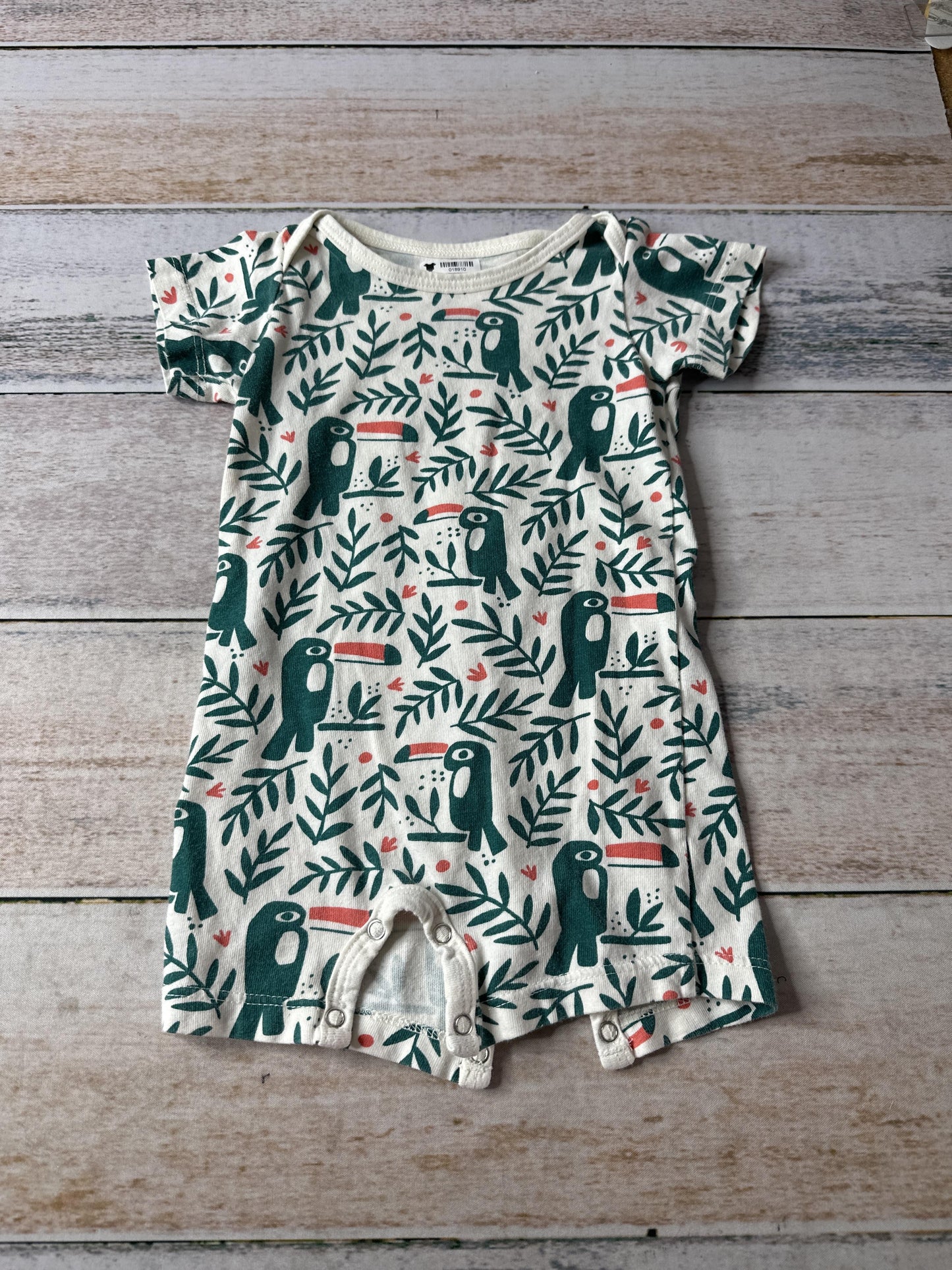 Winter Water Factory Unisex White | green | orange | Birds Romper Size: 3 months White | green | orange | Birds
