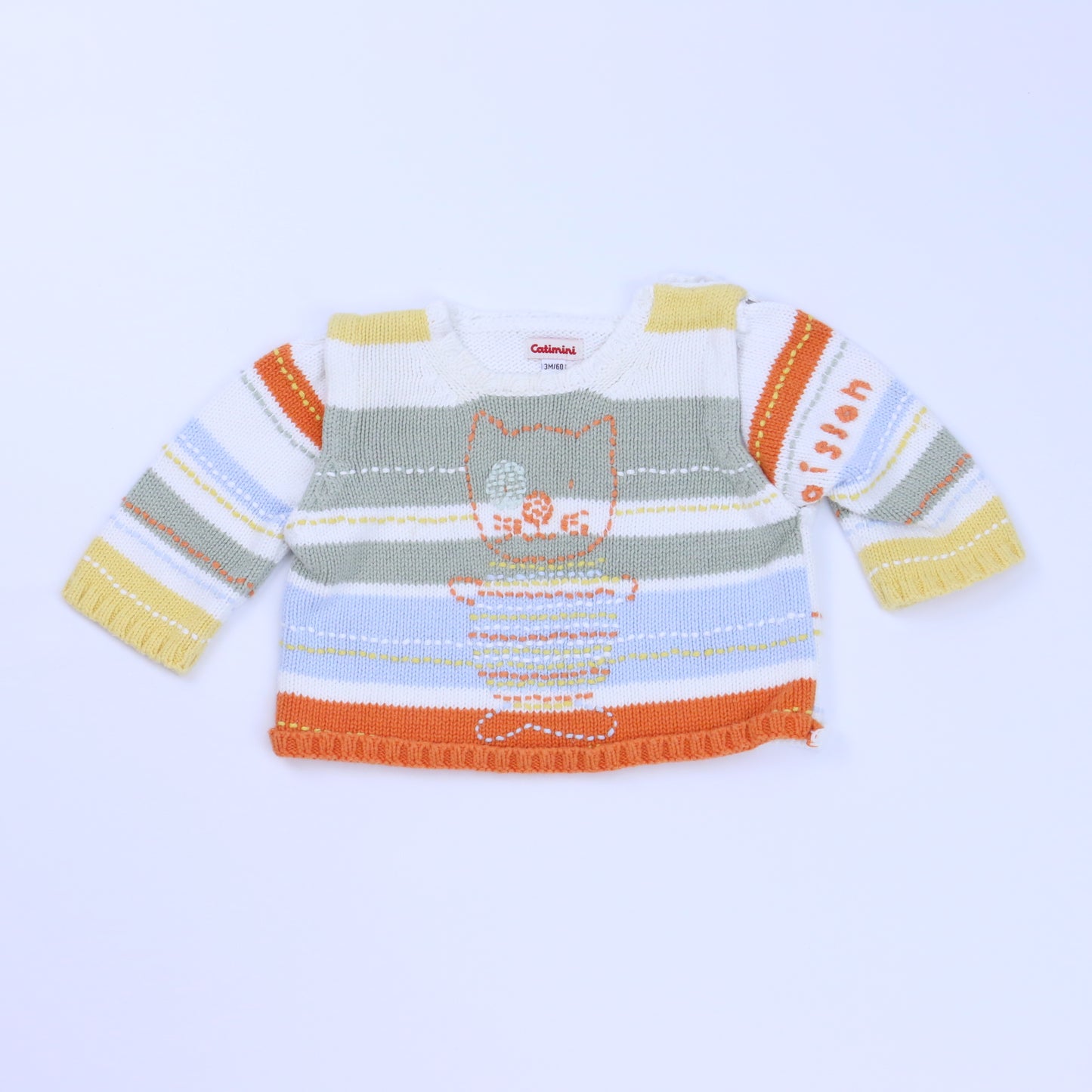 Catimini Unisex White | Green | Orange Sweater Size: 3 Months White | Green | Orange