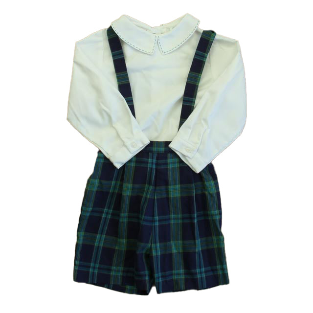 Lvli & Me Boys White | Green Plaid Romper Size: 2T White | Green Plaid