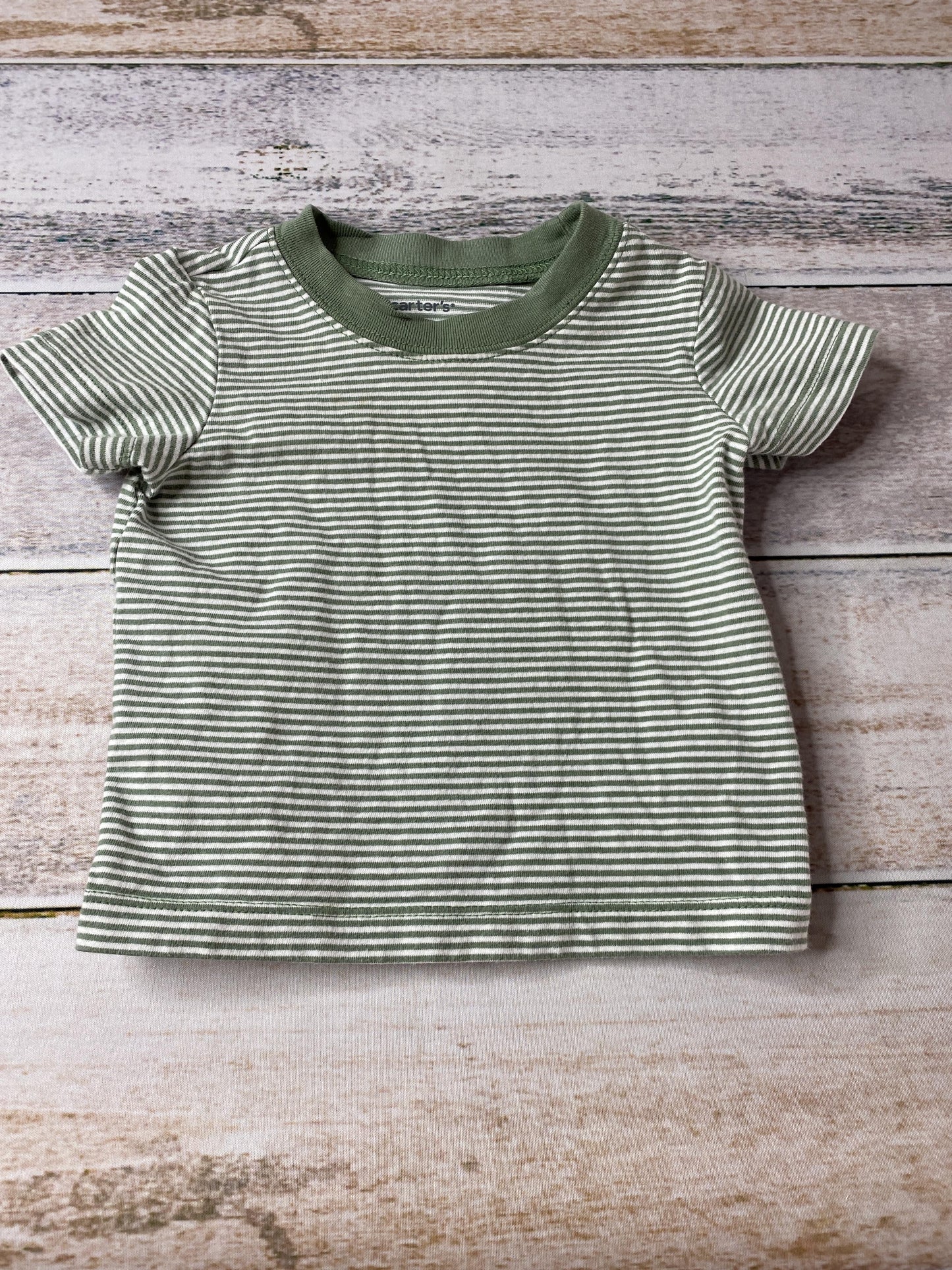 Carters Boys White | green | Stripe T-Shirt Size: 9 months White | green | Stripe