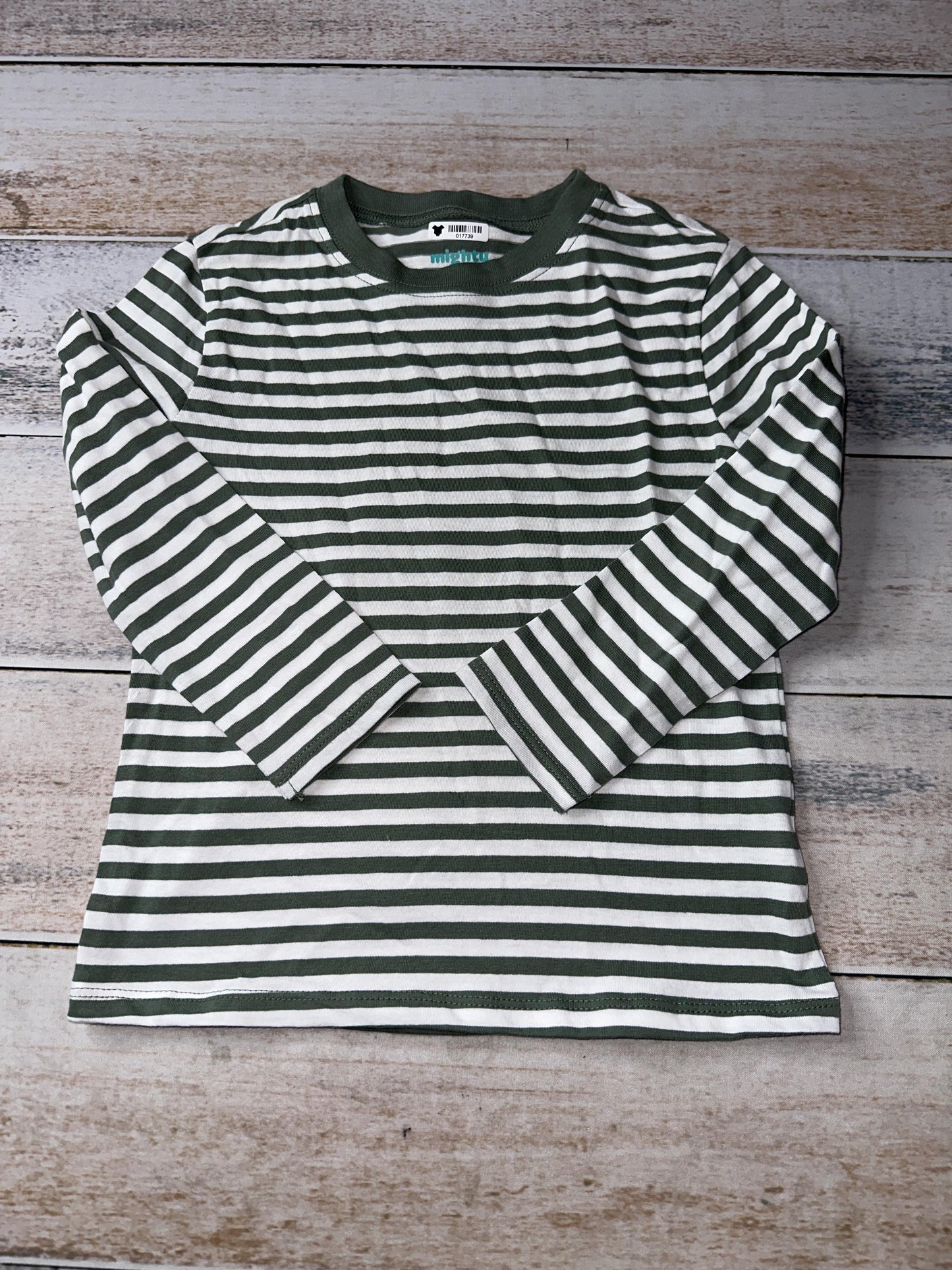Mighty Goods Boys White | green | Striped Long Sleeve Shirt Size: 3T White | green | Striped
