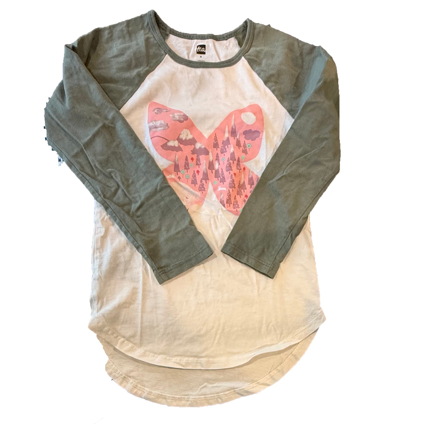 Tea Collection Girls White | Green Long Sleeve T-Shirt Size: 8 Years White | Green