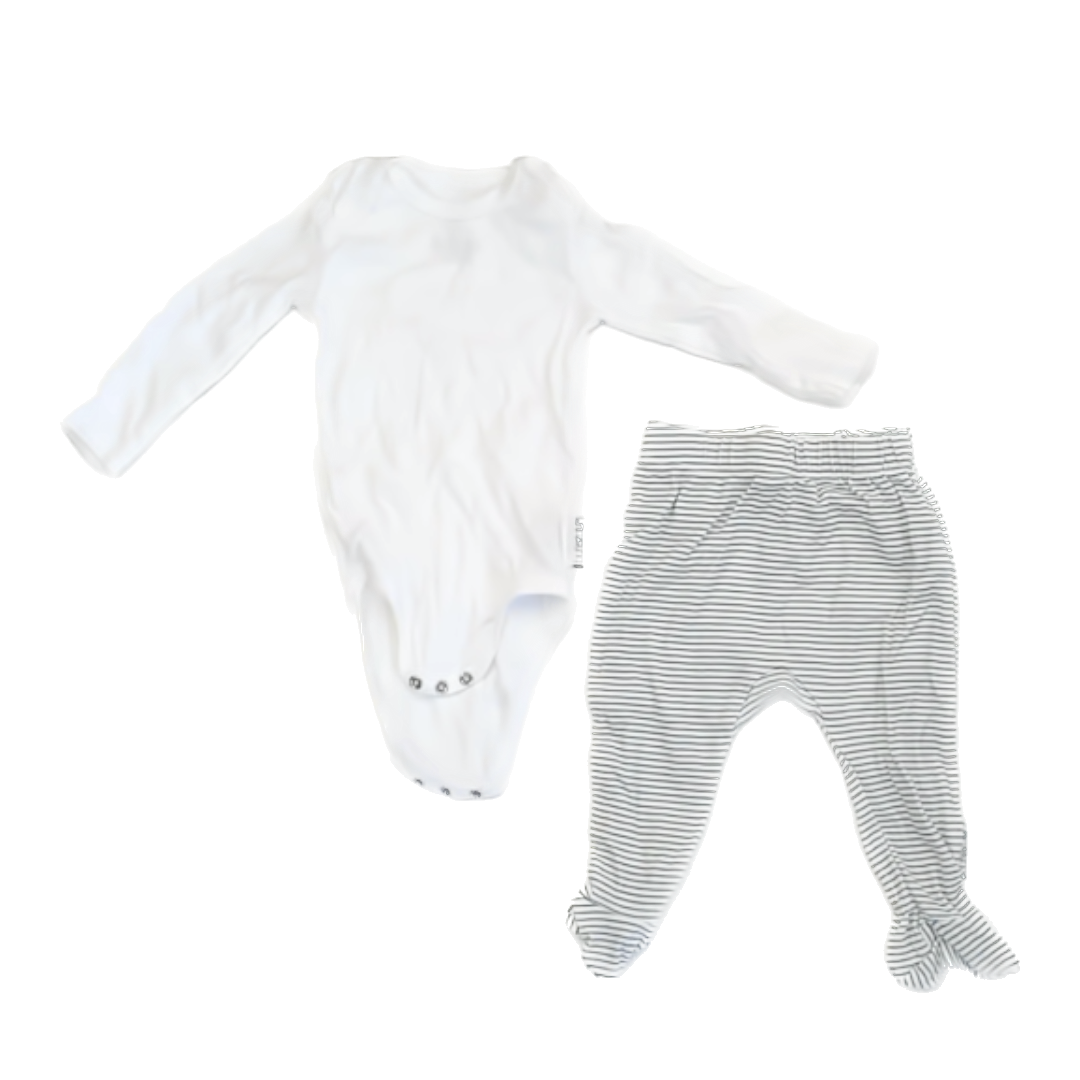 Butterblu Boys White | Green 2-piece Pajamas Size: 0-3 Months White | Green