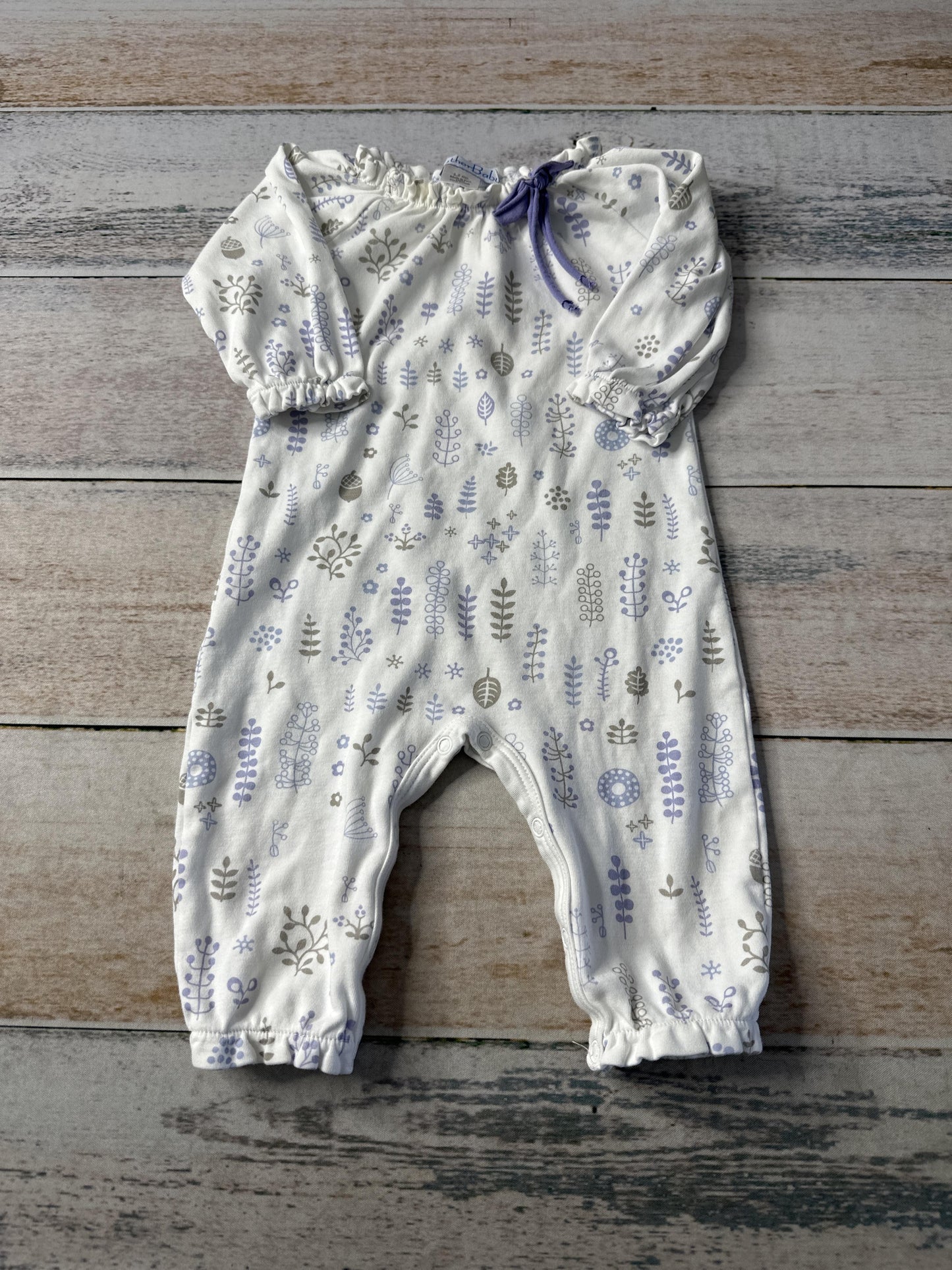 Feather Baby Girls White | Grey | Peach Long Sleeve Outfit Size: 6-Mar White | Grey | Peach
