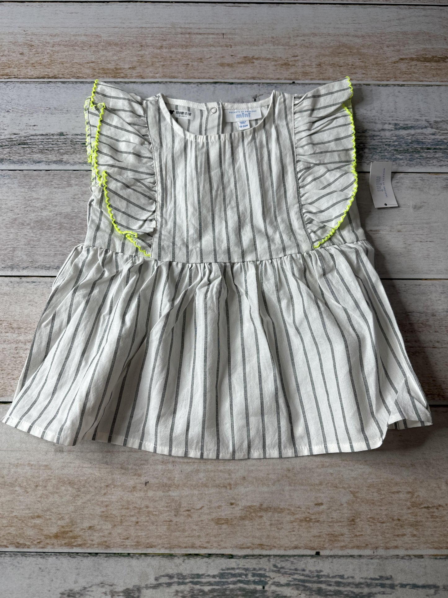 Rockets of Awesome Girls White | grey stripes Dress Size: 18-24 months White | grey stripes