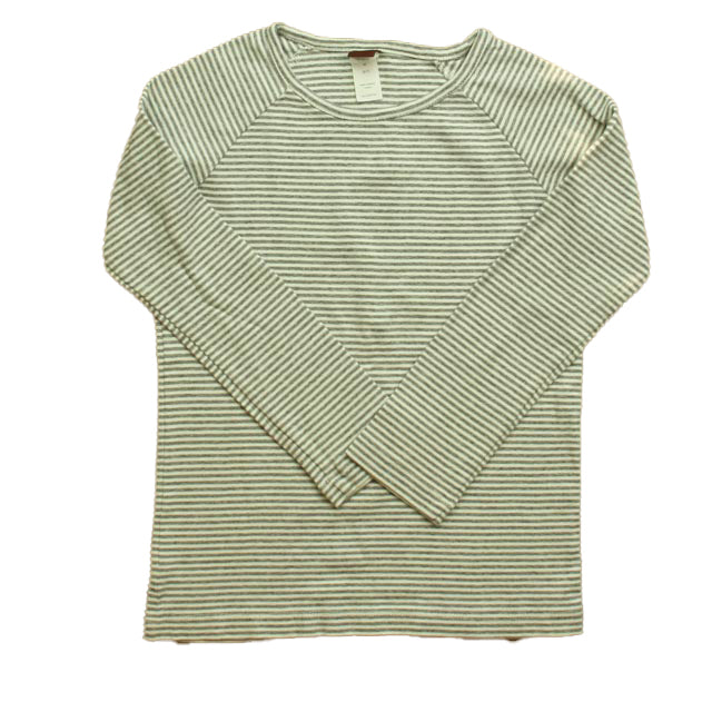 Tea Girls White | Grey | Stripes Long Sleeve T-Shirt Size: 6-7 Years White | Grey | Stripes