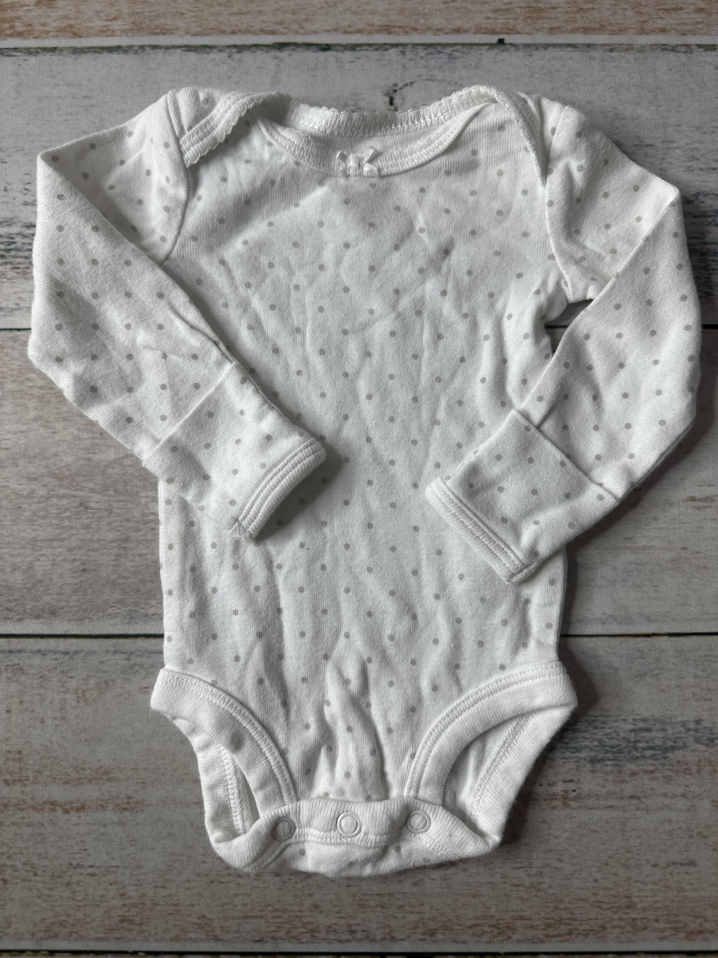Carters Girls White | Grey Onesie Size: Newborn White | Grey
