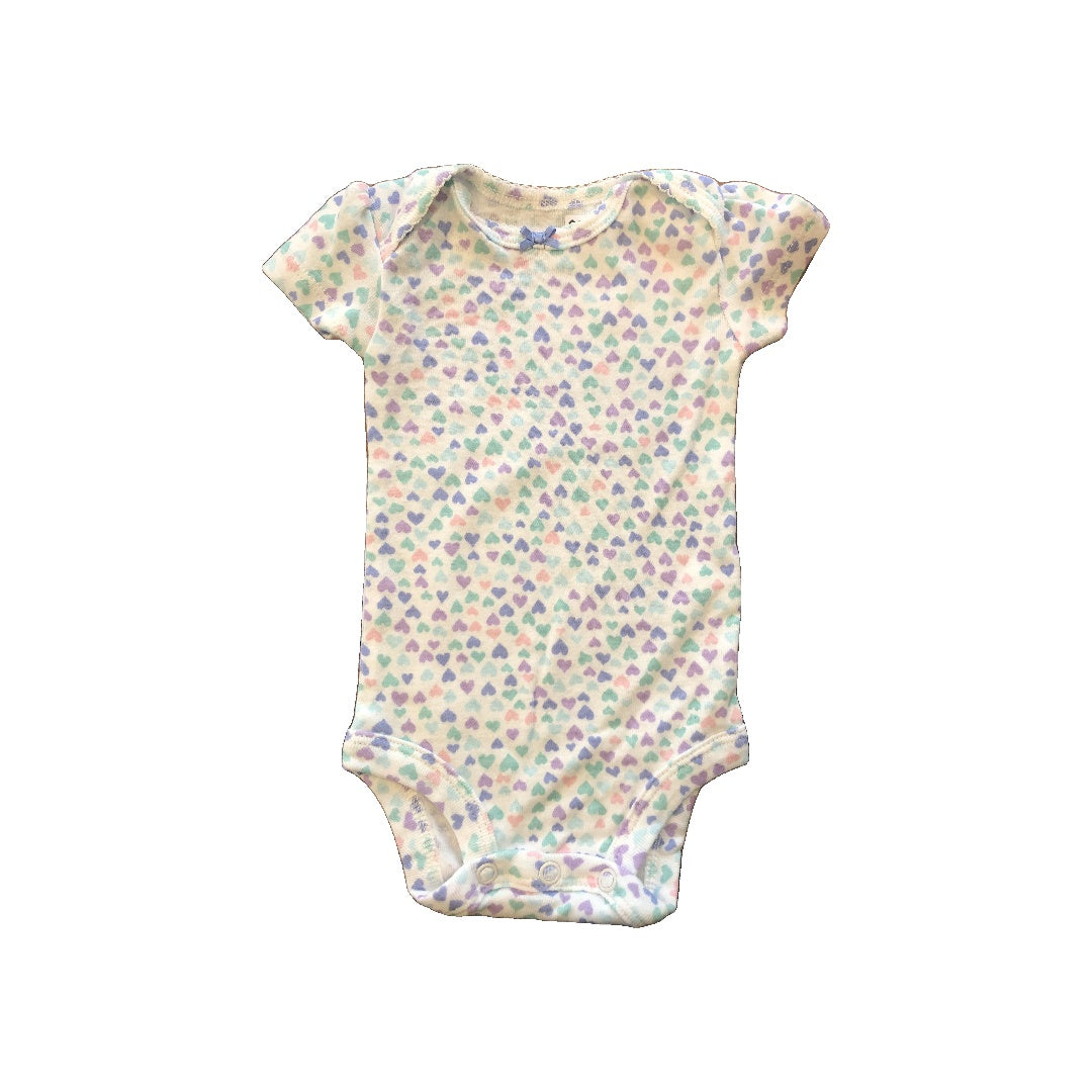 Carters Girls White | Hearts | purple Onesie Size: Newborn White | Hearts | purple
