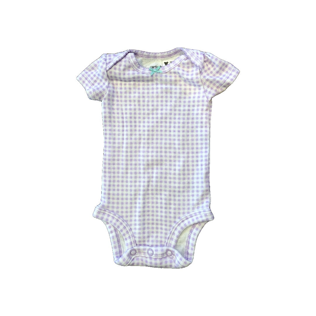 Carters Girls White | Lavender | Check Onesie Size: Newborn White | Lavender | Check
